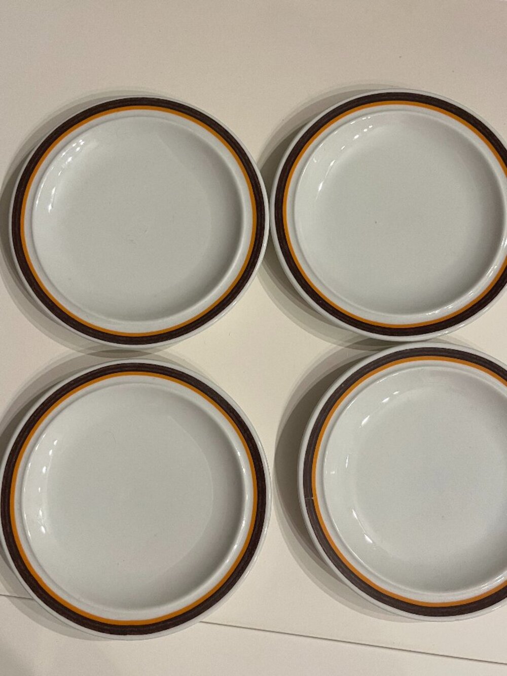 Thomas Germany Scandic 6” Orange Brown Stripe Plates (Set of 4)Retro MCM Vintage